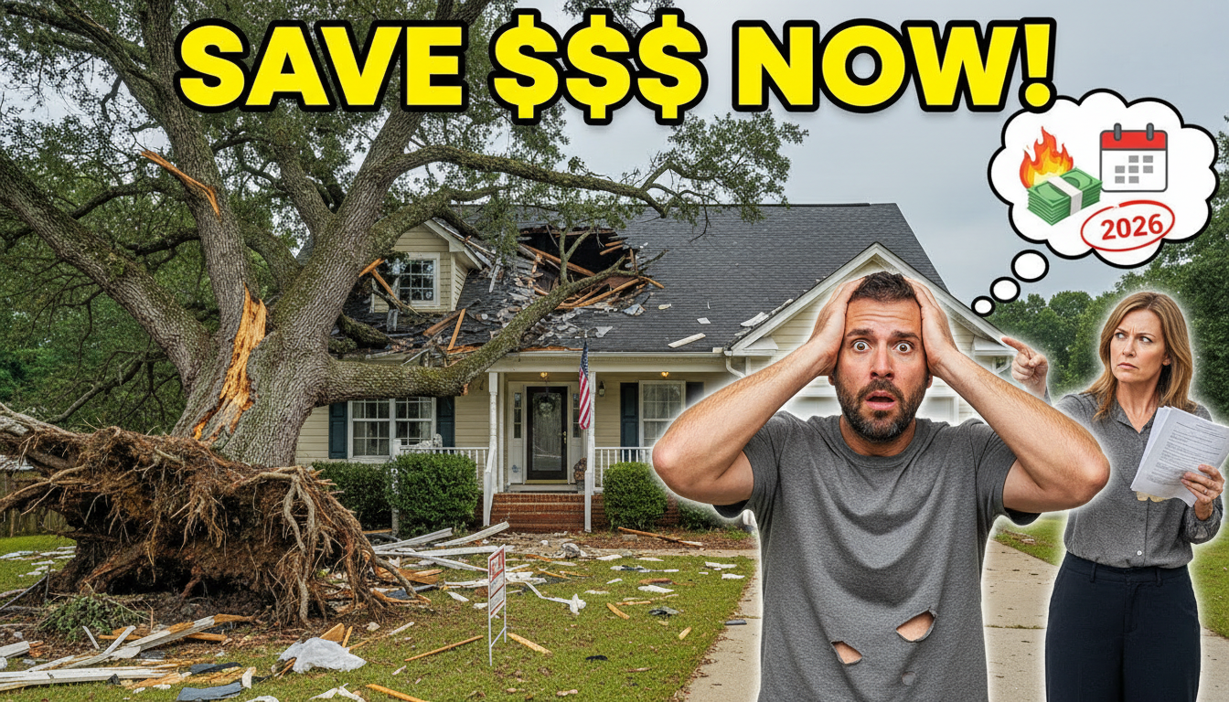 Tree crushed roof house north carolina storm damage insurance claim