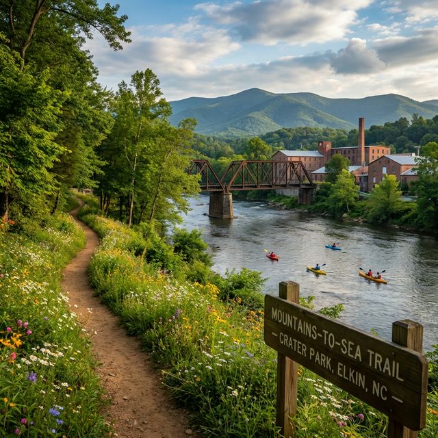 Scenic view of Crater Park along the Yadkin River in Elkin