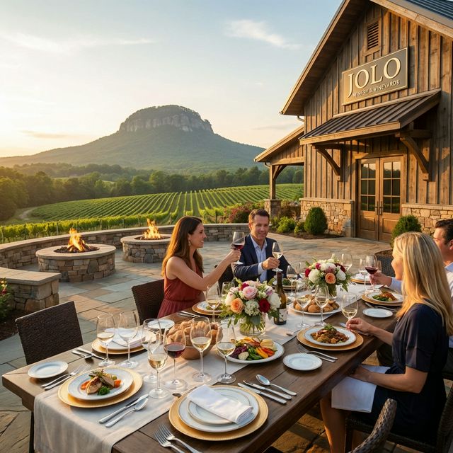 JOLO Winery outdoor dining with mountain views